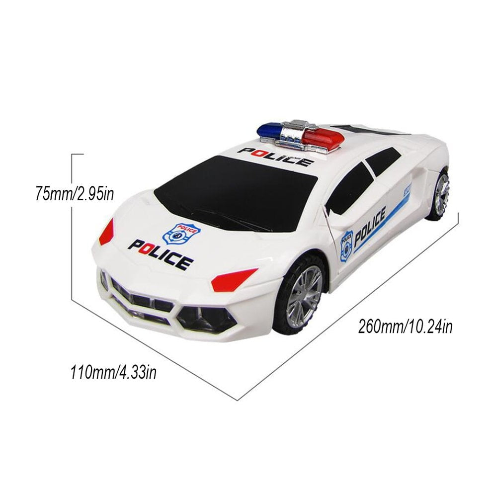 360° Rotating Police Car Toy with Sound & Light Electric Automatic Openable Doors, Safe for Ages 3+