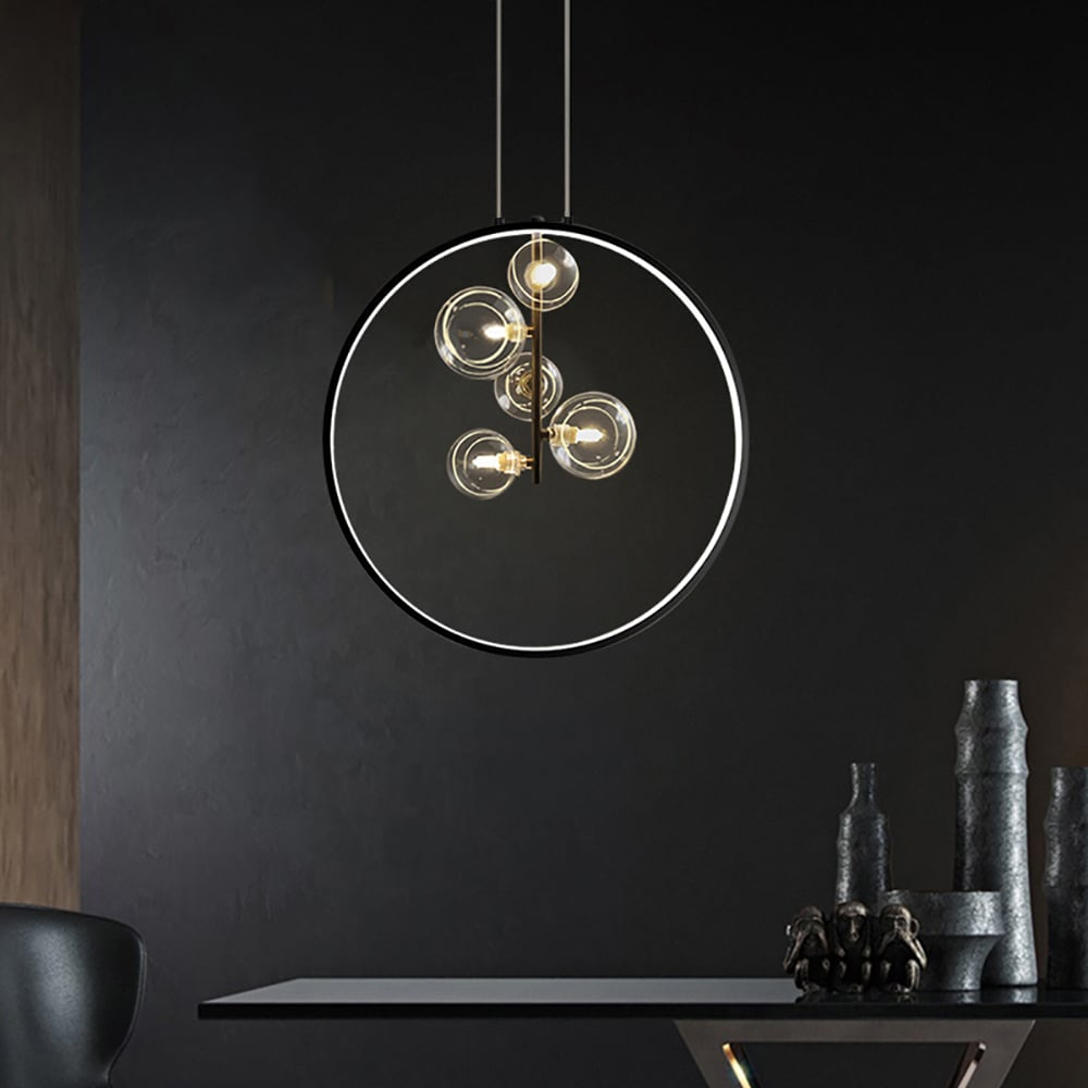 Elegante schwarze Glaskugel-Pendelleuchte