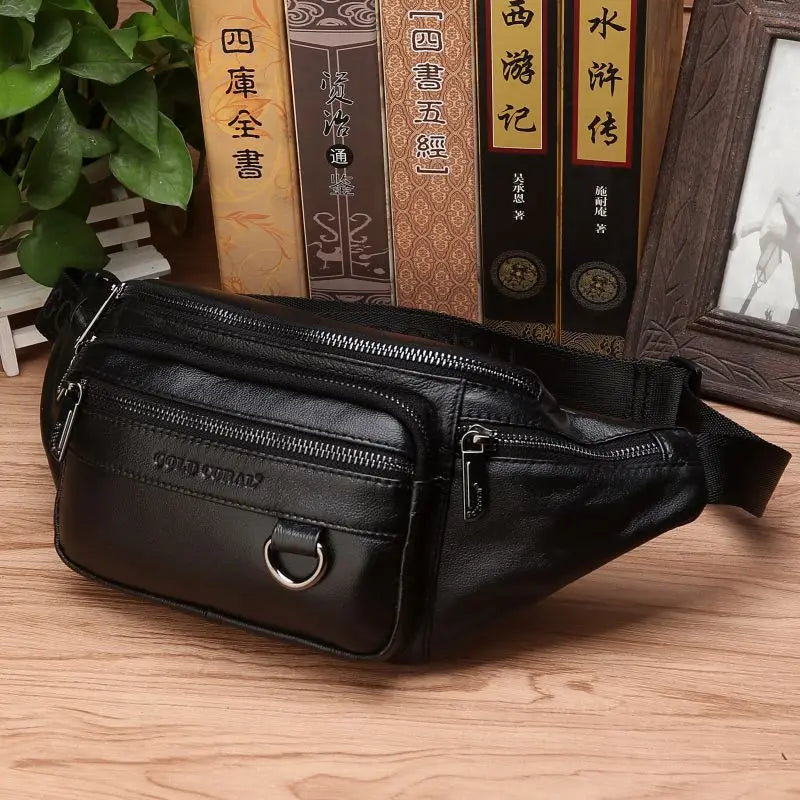 Authentische Leder-Bauchtasche für Herren – Große Umhängetasche