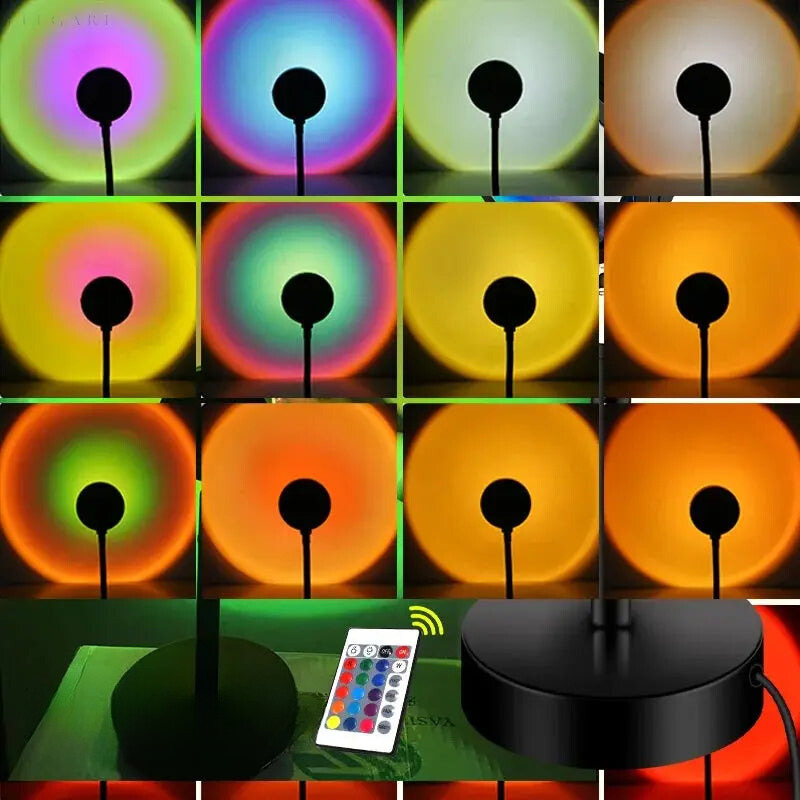 Warm Glow LED-Projektor mit Sonnenuntergangseffekt und Fernbedienung