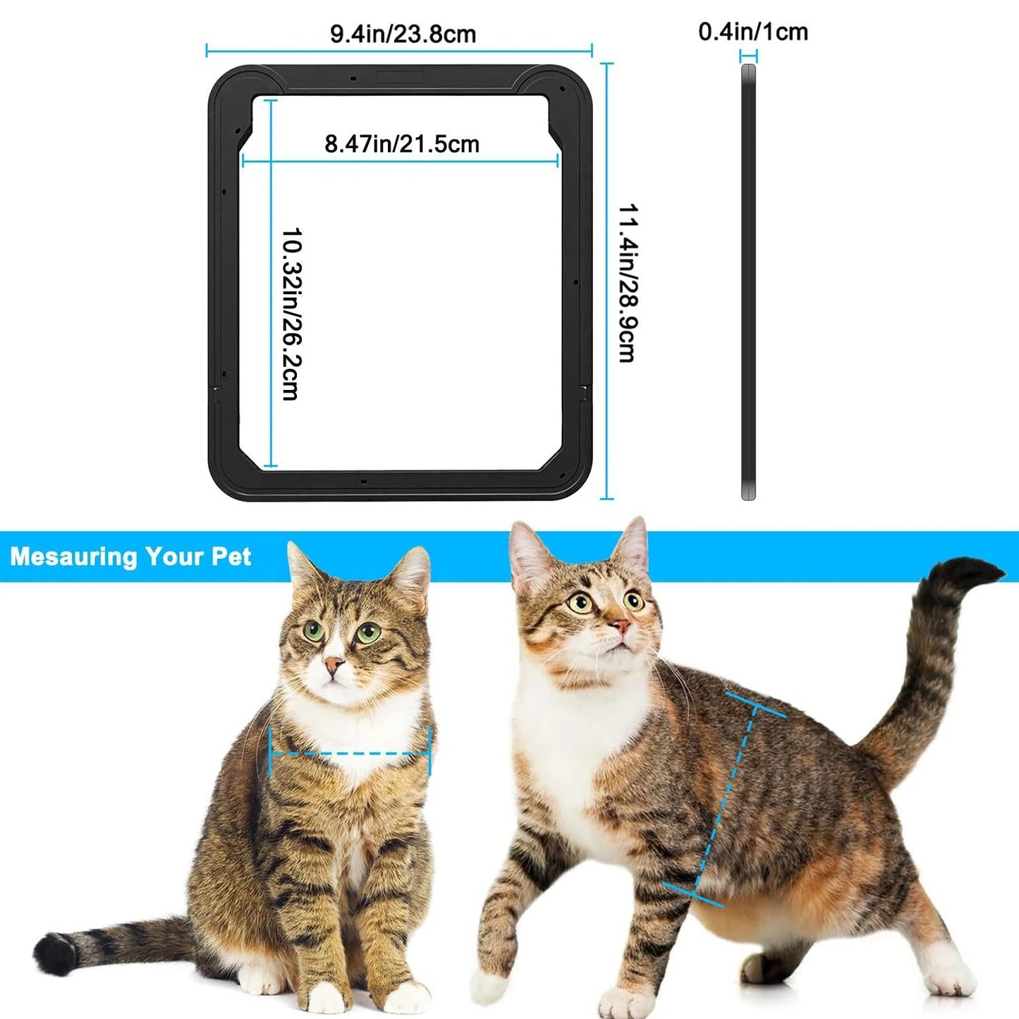 Magnetic Locking Cat and Dog Door with ABS Flap for Cats & Small Dogs, Easy Installation, Scratch Resistant
