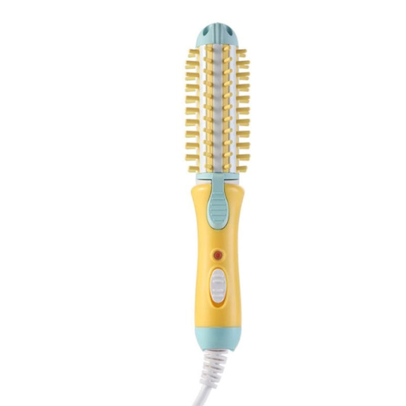 Compact Curling Wand Brush, Small Hair Flat Iron Brush, Portable Ceramic Travel Curler