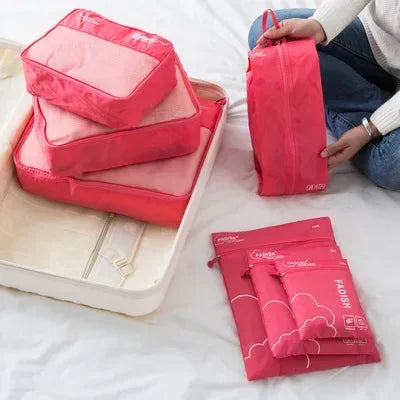 Kompaktes Reisetaschen-Set, 7-teilig, wasserabweisender Gepäckorganizer