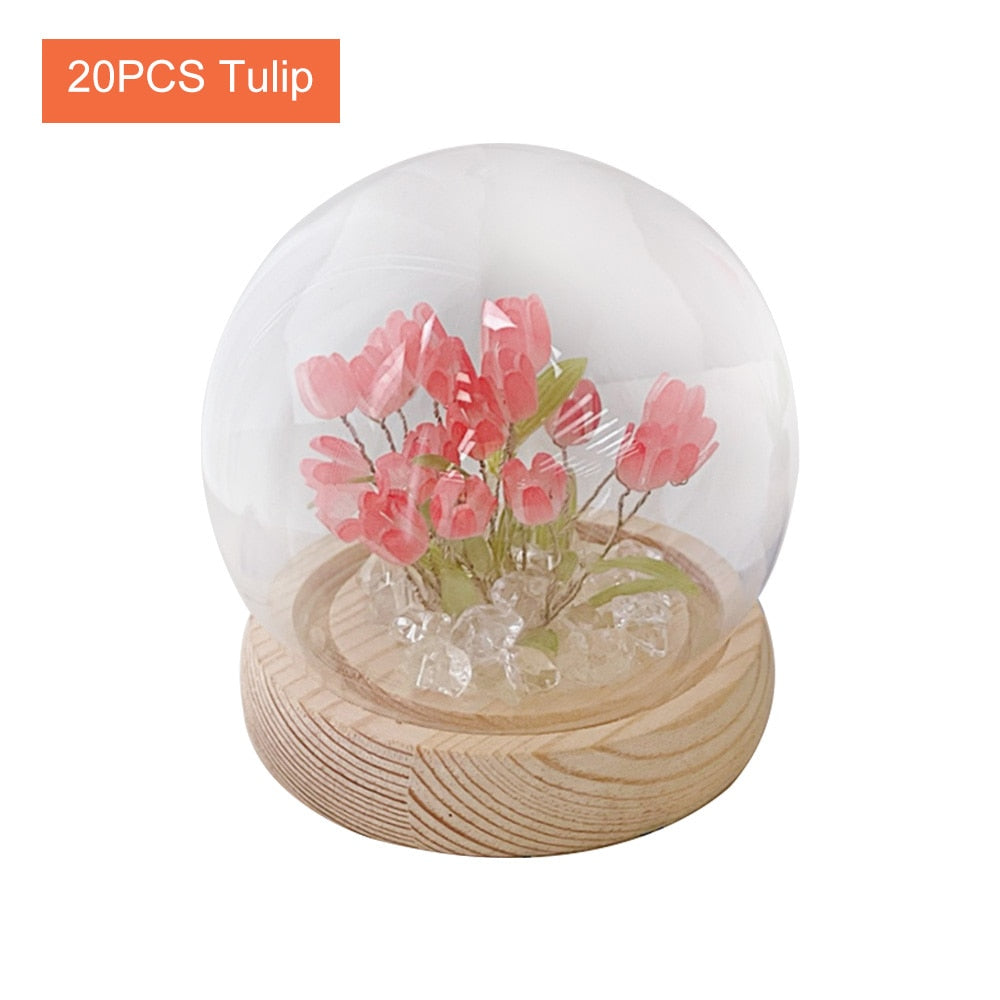 Wunderschöne florale Glas-Tischlampe