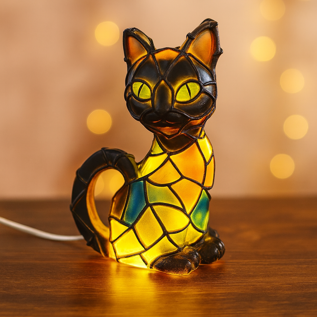 Colorful Cat Table Lamp – Decorative Warm Home Lighting - Halri