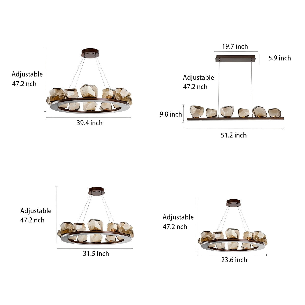 Unique Drop Glass Pendant Chandelier Light Fixture