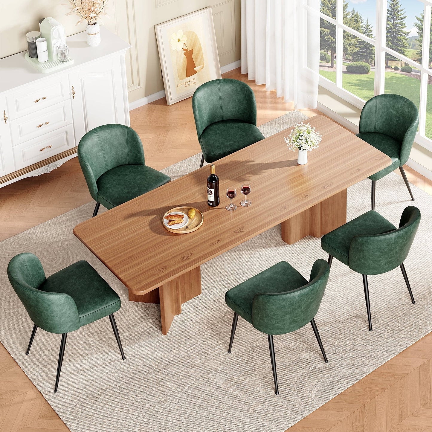 Comfortable Brown Leather Dining Seat Chairs