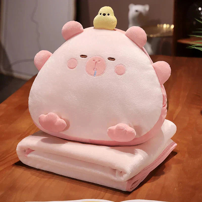 Niedliches Capybara-Kissen-Decken-Set