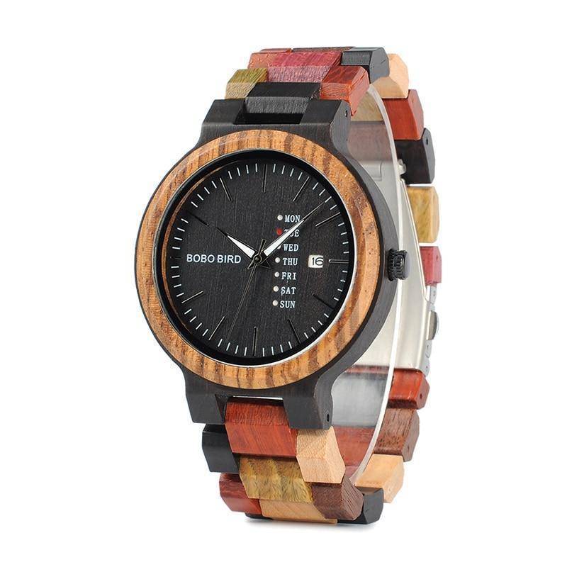 Men's Classic Wooden Watch with Date in Wooden Case - Halri