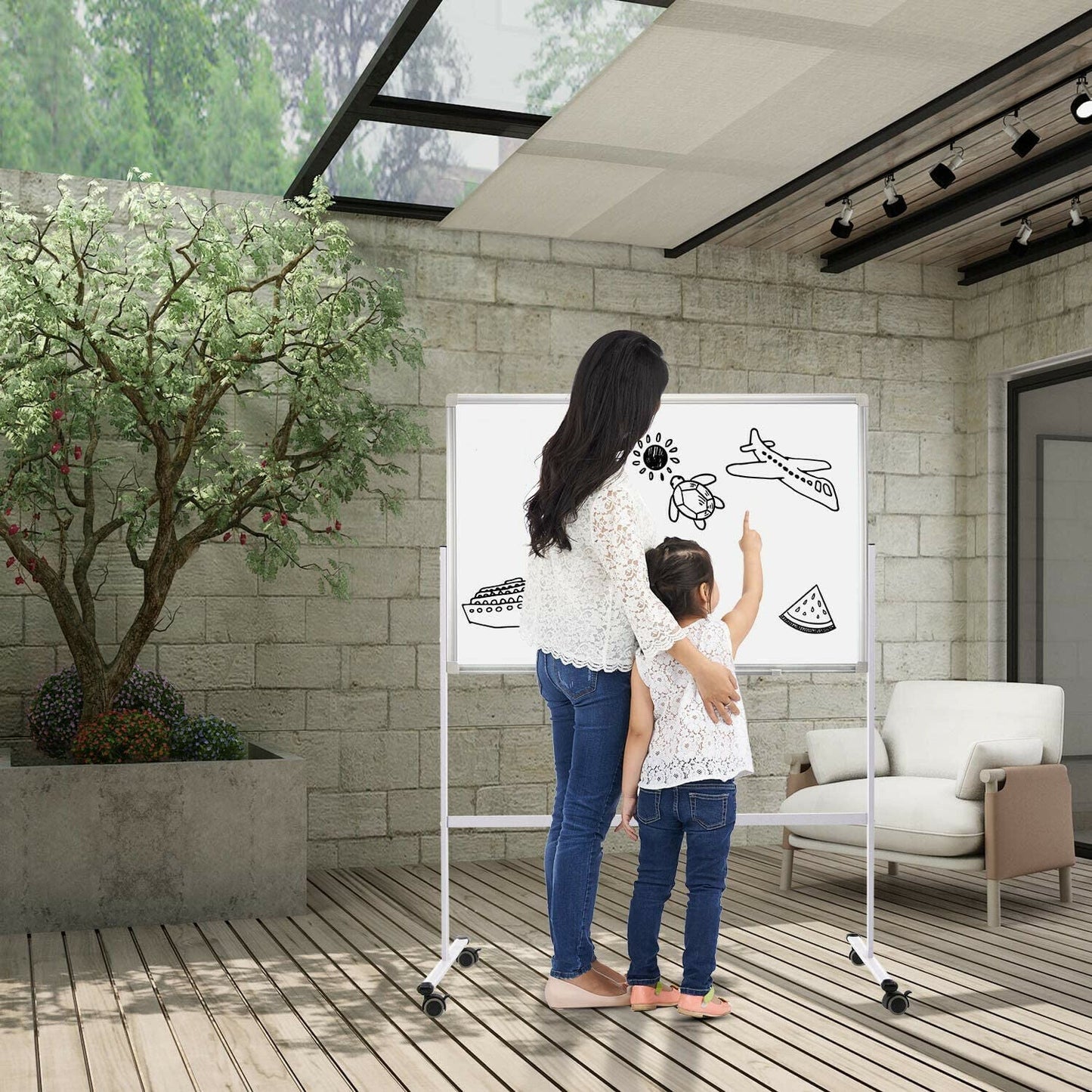 Large Mobile Whiteboard Erase Display