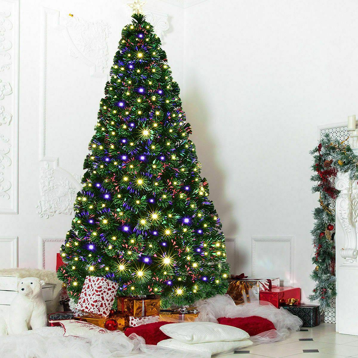 7' Pre-Lit Fiber Optic Artificial Christmas Tree w/ 280 LED Lights & Top Star - Until Times Up