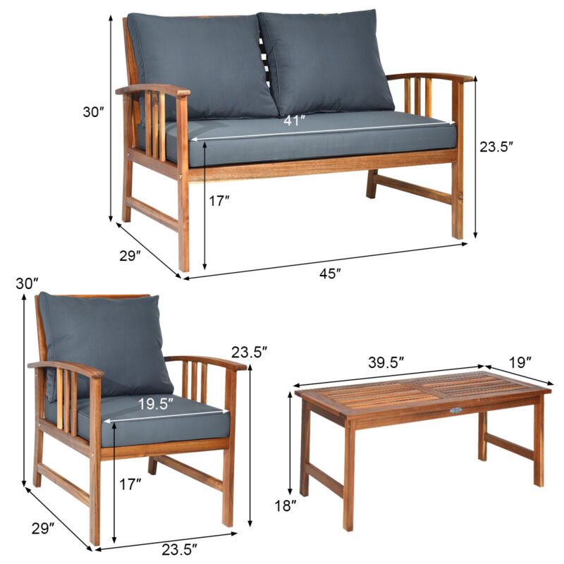 Comfortable 4pc Outdoor Wicker Patio Furniture Set