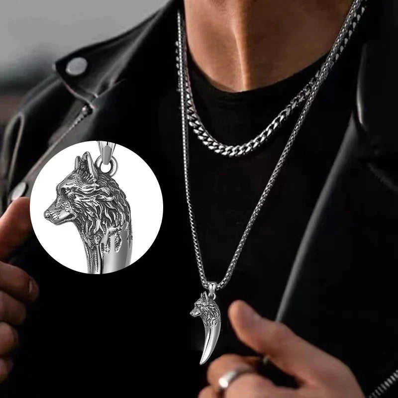 Strong Wolf Pendant Titanium Steel Necklace - Halri