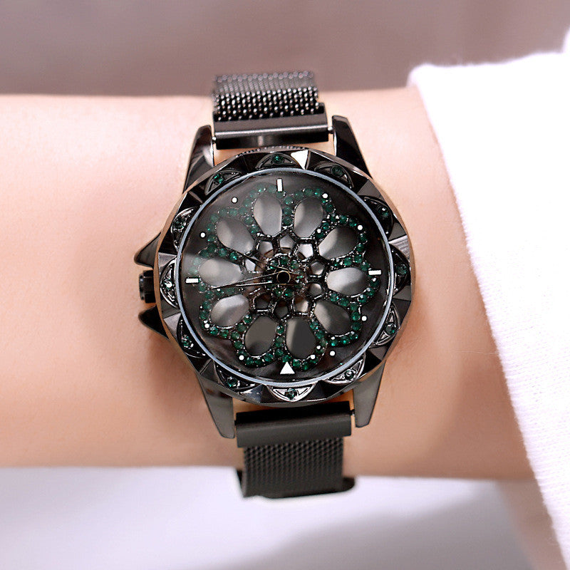 Stilvolle Damenuhr mit drehbarem Zifferblatt und wasserdichtem Armband 