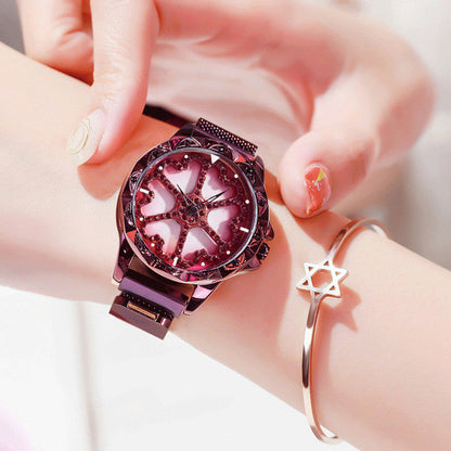 Stilvolle Damenuhr mit drehbarem Zifferblatt und wasserdichtem Armband 