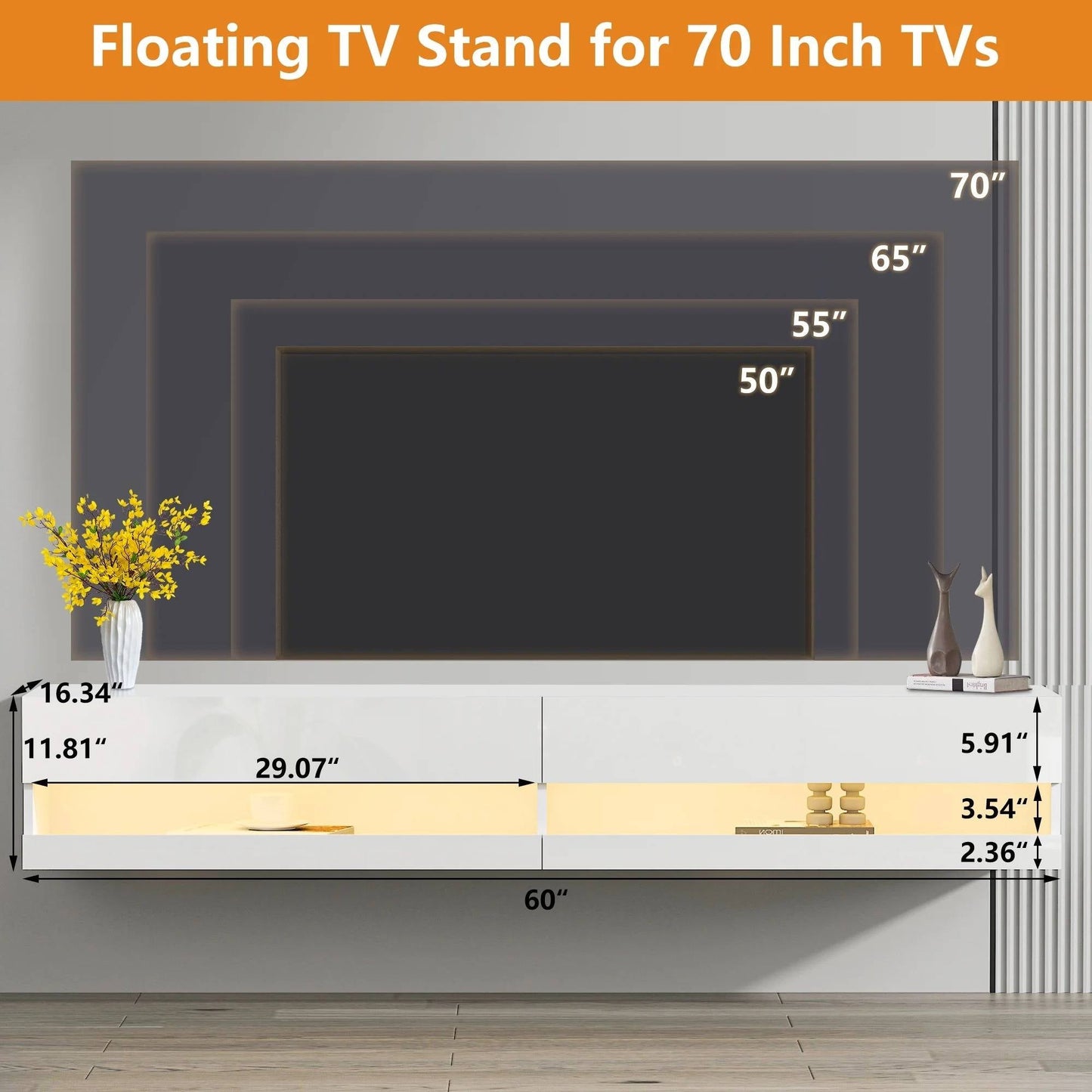 Wall Mount Slim TV Shelf