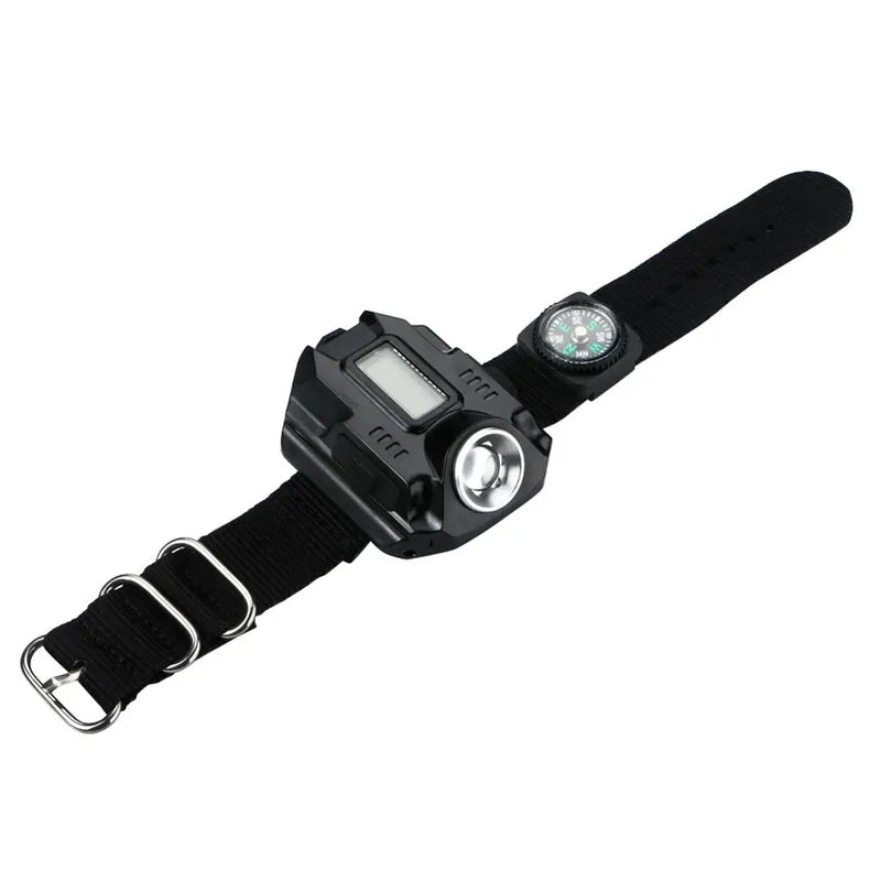 Waterproof LED Wristwatch with Flashlight and Compass