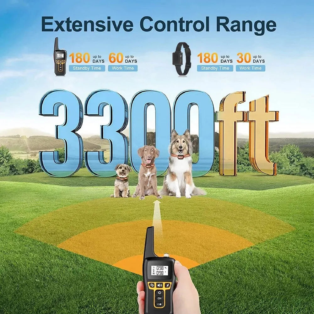 Waterproof Rechargeable Dog Shock Collar with Remote Control