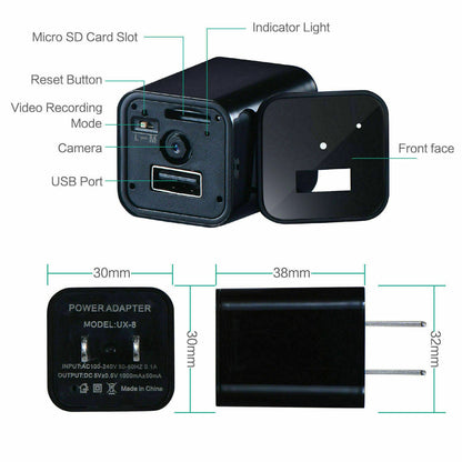 Compact 1080P Hidden Spy Camera Wall Charger