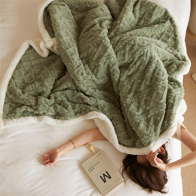 Plush Reversible Fleece Throw Blanket with Soft Texture