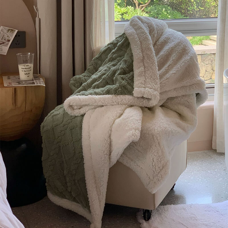 Plush Reversible Fleece Throw Blanket with Soft Texture