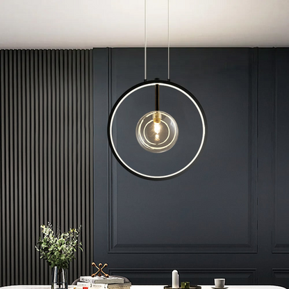 Sleek Black Glass Globe Pendant Lamp - Halri