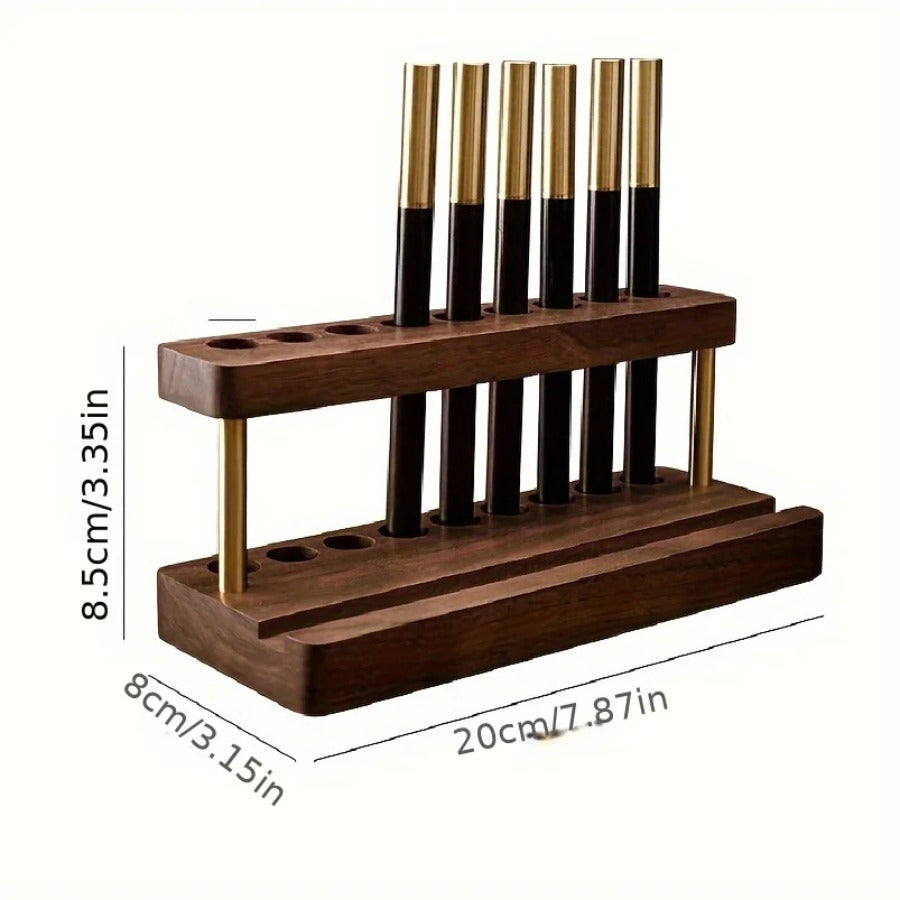 Hochwertiger Schreibtisch-Organizer aus Holz mit goldenen Akzenten
