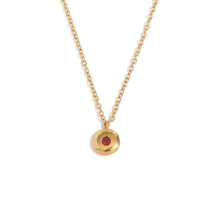 Delicate 18k Gold Simple Birthstone Pendant - Halri