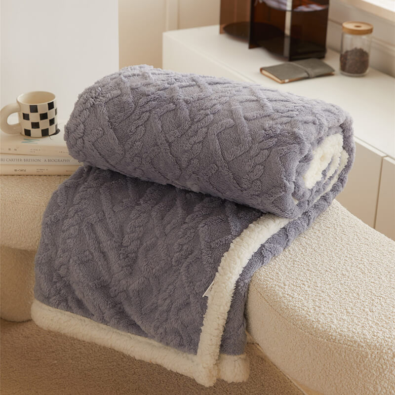 Plush Reversible Fleece Throw Blanket with Soft Texture