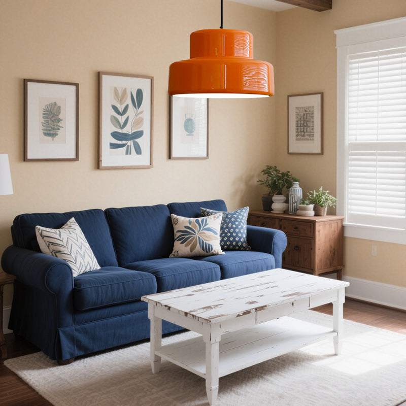 Modern Vintage Bauhaus Orange Pendant Light