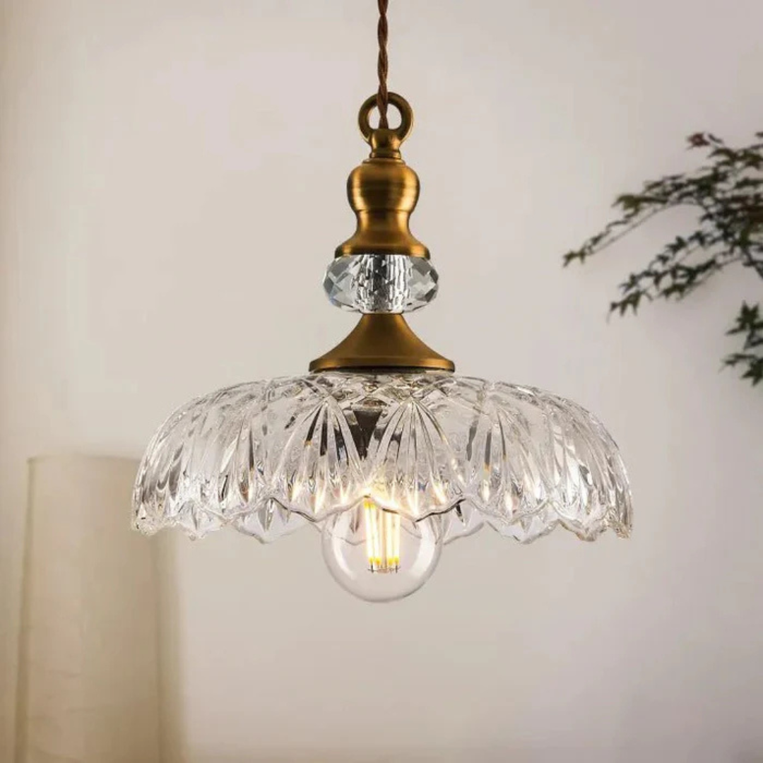 Vintage Glass Hanging Light Pendant - Halri