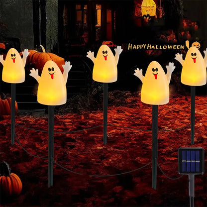 Spooky Solar Powered Pumpkin Ghost Decoration Set