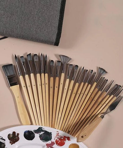 Ultimate 24-Piece Art Brush Set for Acrylic Oil Watercolor