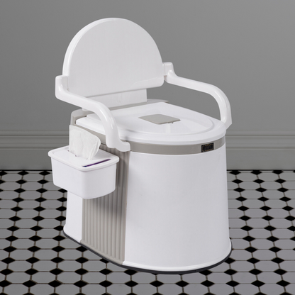 Compact Folding RV Camping Toilet with Support Handles