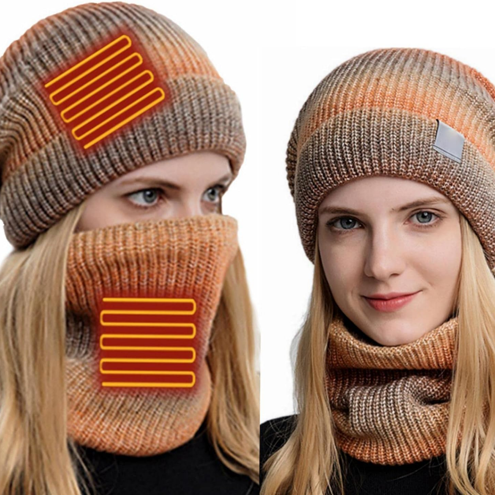 Warm Reversible USB Heated Beanie and Scarf Set
