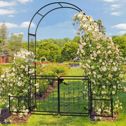 Rustic Iron Garden Archway with Metal Gate