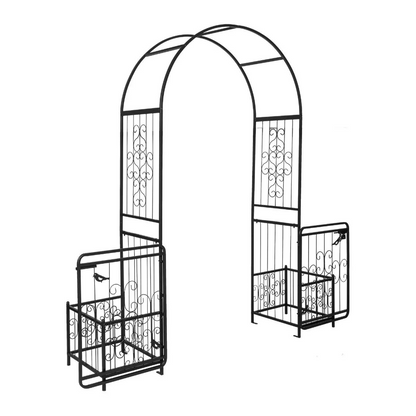 Rustic Iron Garden Archway with Metal Gate
