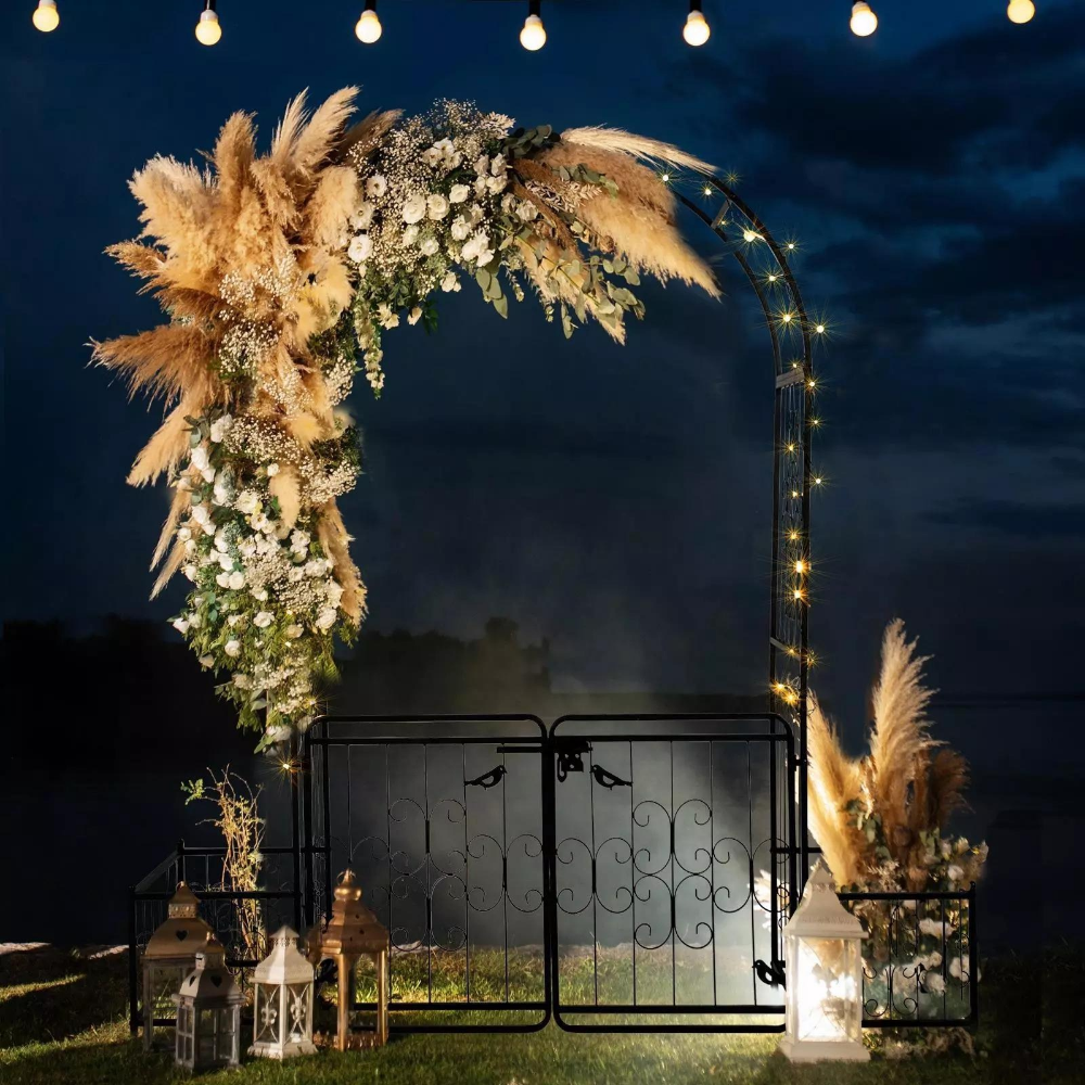 Rustic Iron Garden Archway with Metal Gate