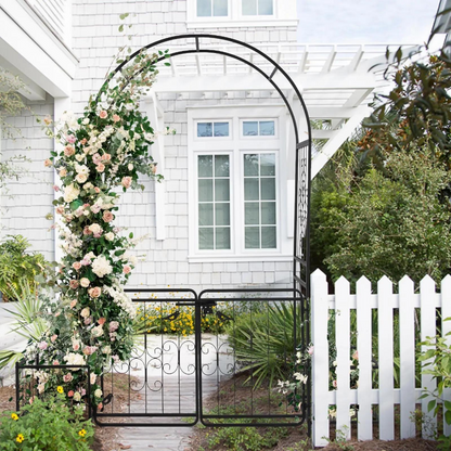 Rustic Iron Garden Archway with Metal Gate