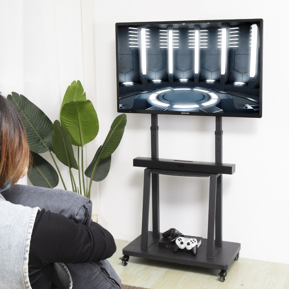 Compact Adjustable Mobile TV Cart with Locking Wheels - Halri