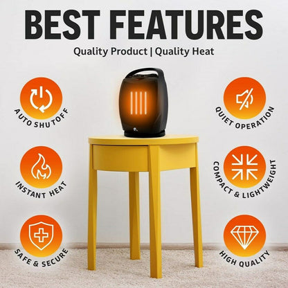 Compact Quiet Heating Fan with Thermostat
