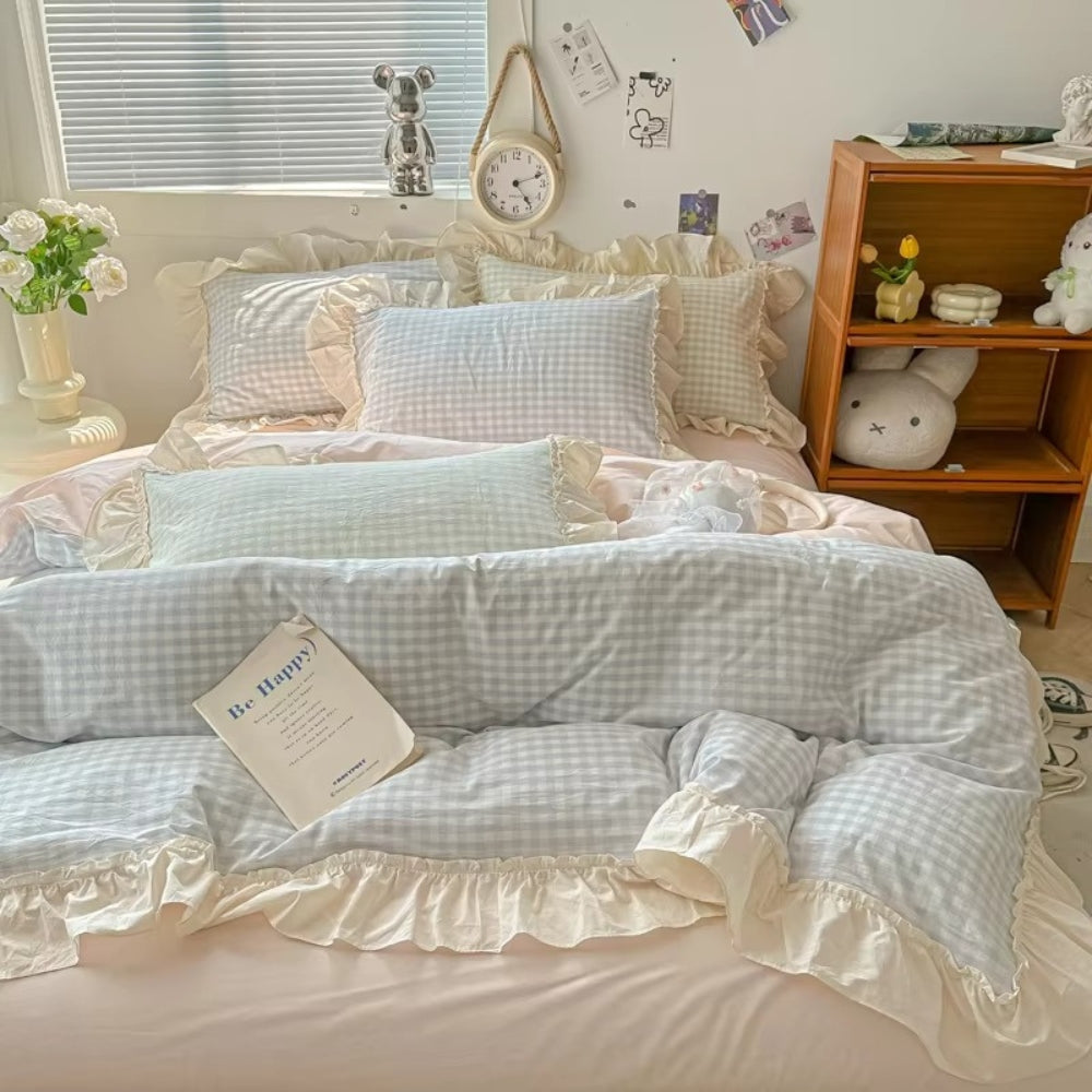 Classic Plaid Ruffled Bed Sheet Set - Halri