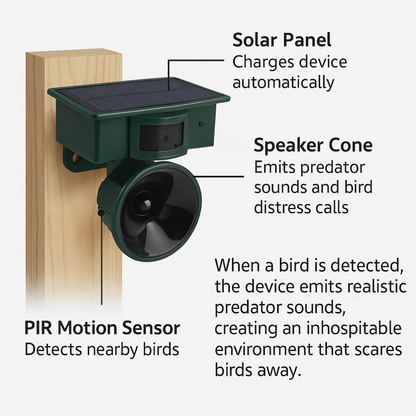 Automatic Solar Powered Bird Scarer Outdoor Repellent