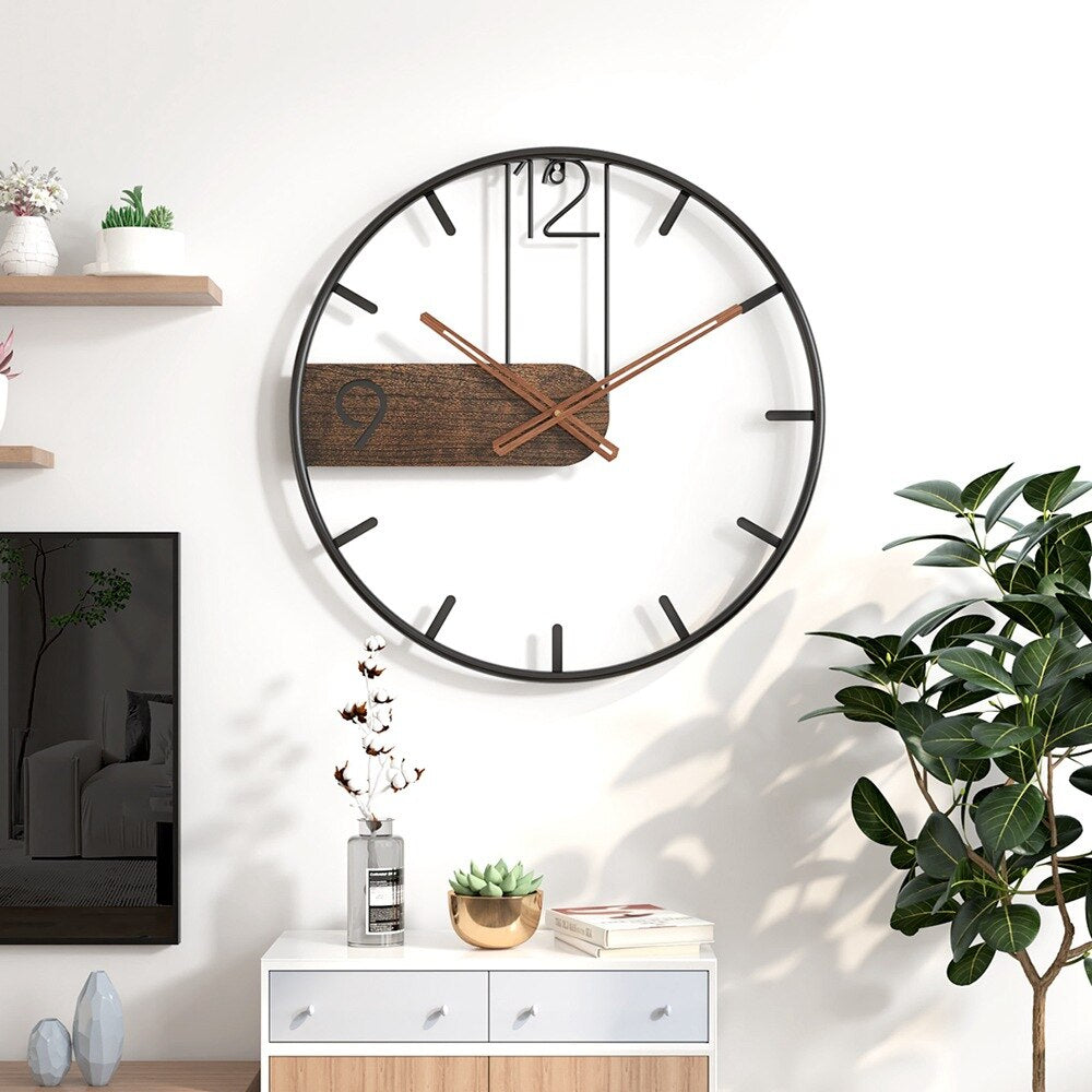 Stylish Wooden Wall Clock - Quiet Modern Home Decor