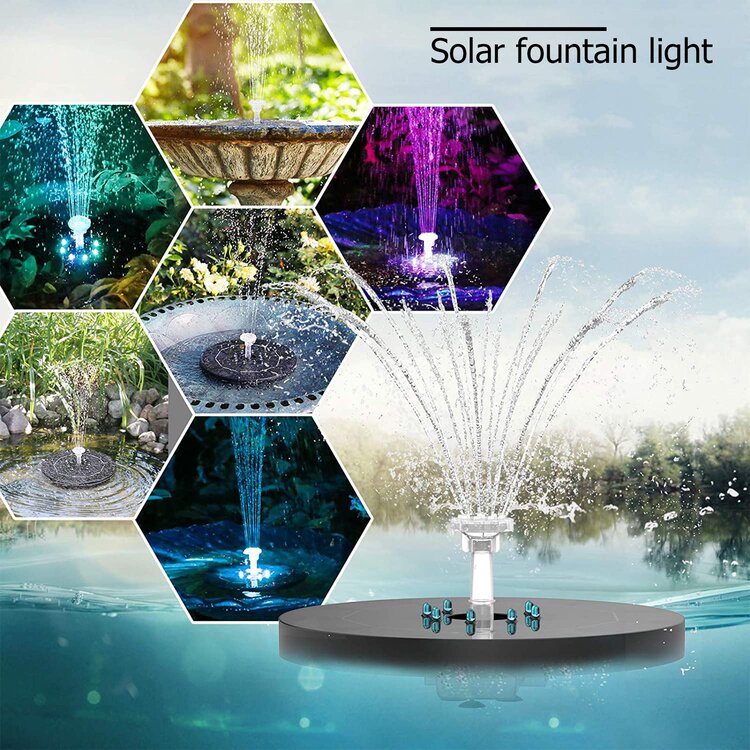 Solar Powered Fountain Pump with LED Light Show