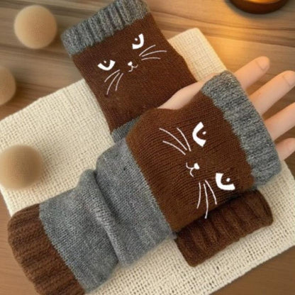 Cozy Kitty Knitted Hand Gloves - Halri