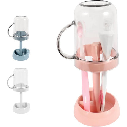 Zahnbürstenhalter mit Deckel und Spülbecher fürs Badezimmer