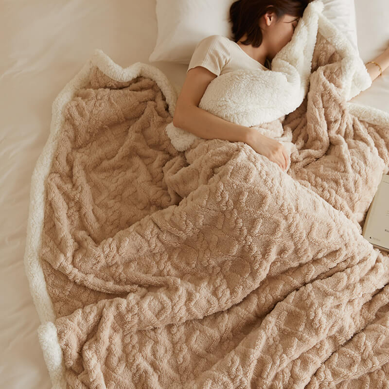 Plush Reversible Fleece Throw Blanket with Soft Texture