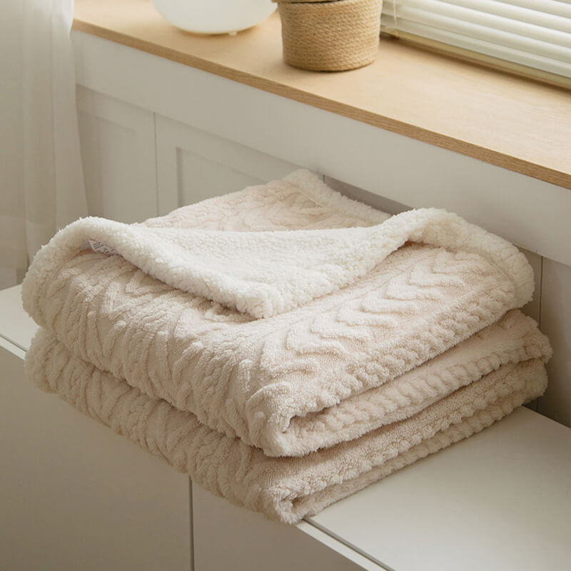 Plush Reversible Fleece Throw Blanket with Soft Texture