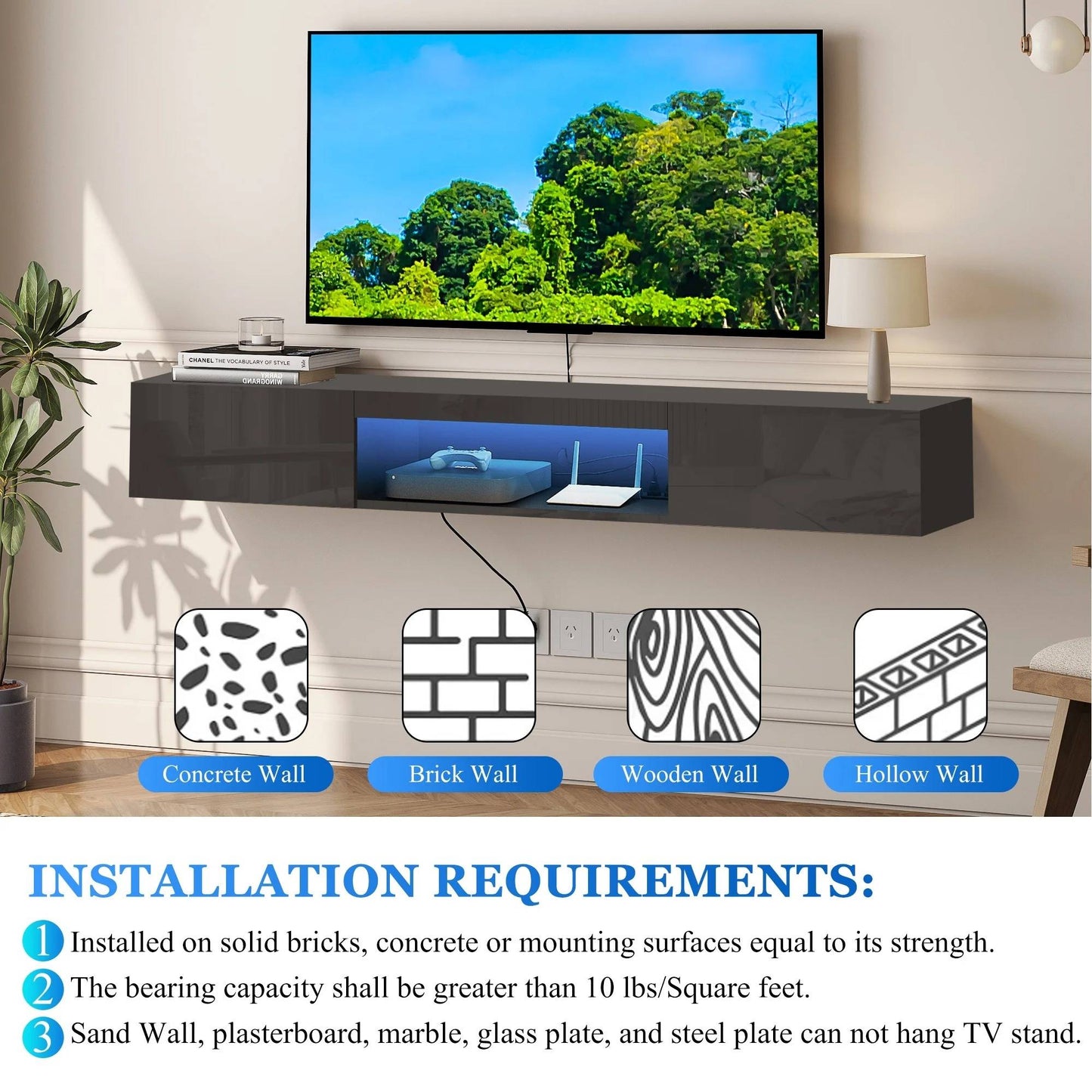 Wall Mount Slim TV Shelf